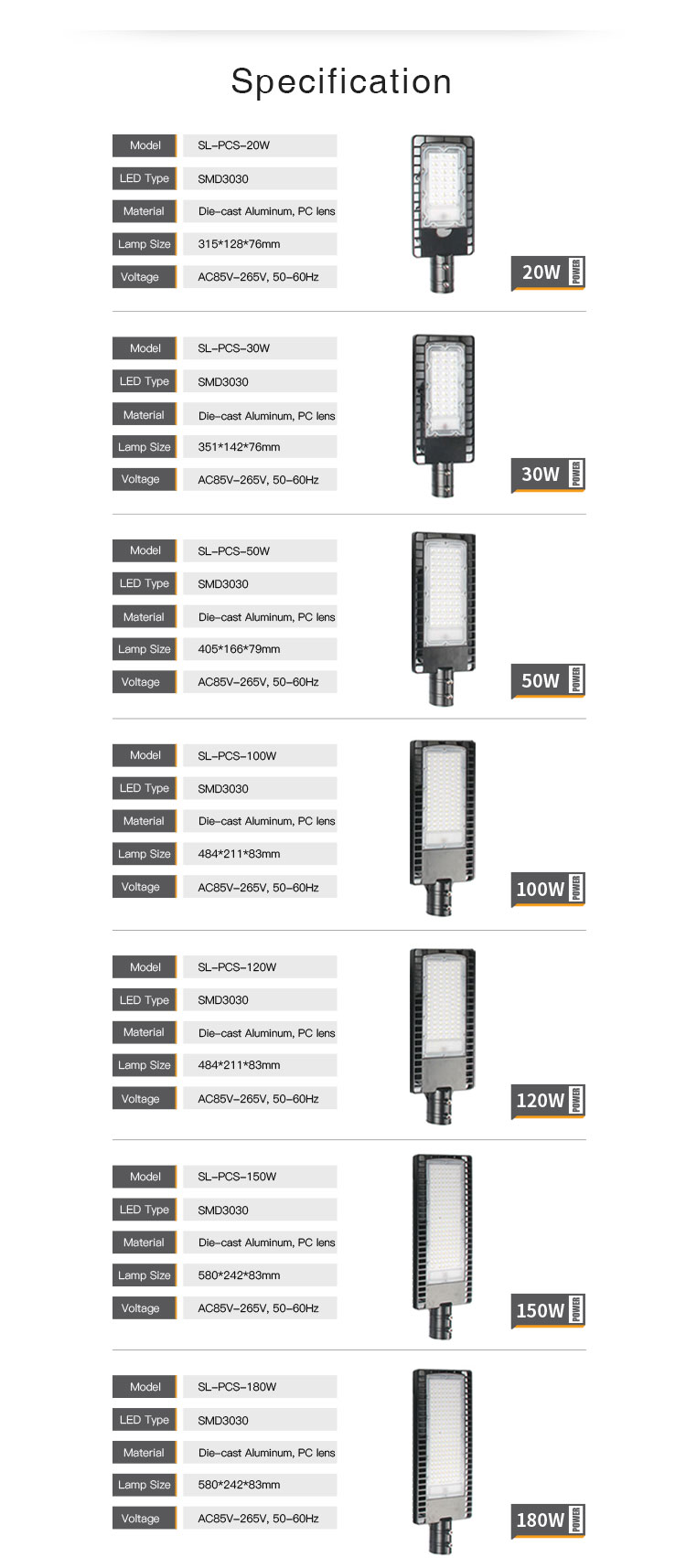 led street light 300w